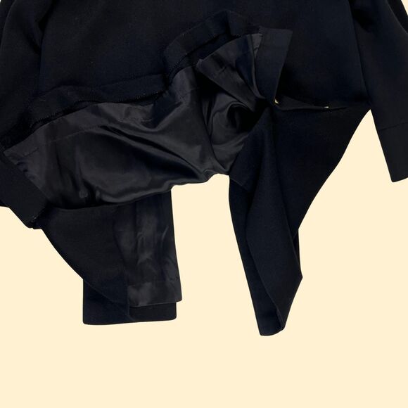 70s/80s wool trench coat by Holly Deb, vintage black jacket w gold-toned buttons - Picture 9 of 9